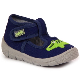 Ciabatte da bambino con velcro con alligatore Befado blu navy