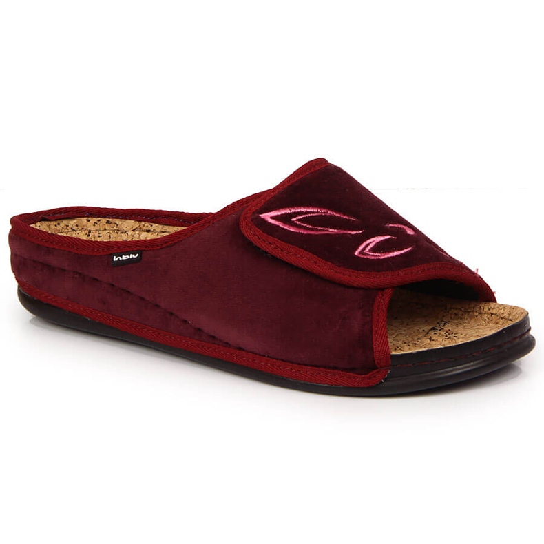 Borgogna Inblu, velcro, ciabatte da casa da donna rosso