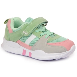 Scarpe sportive da bambina con velcro Mint Befado rosa grigio verde