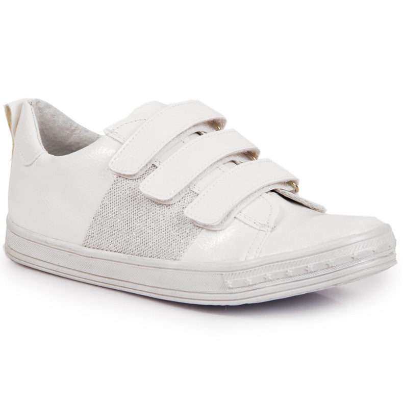 Scarpa laccata bianca con velcro per bambina Kornecki 6286