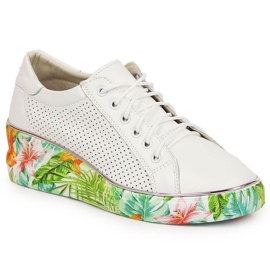 Scarpe da donna in pelle su zeppa bianca Artiker