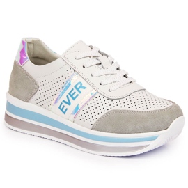 Scarpe in pelle con plateau olografico in bianco Filippo grigio