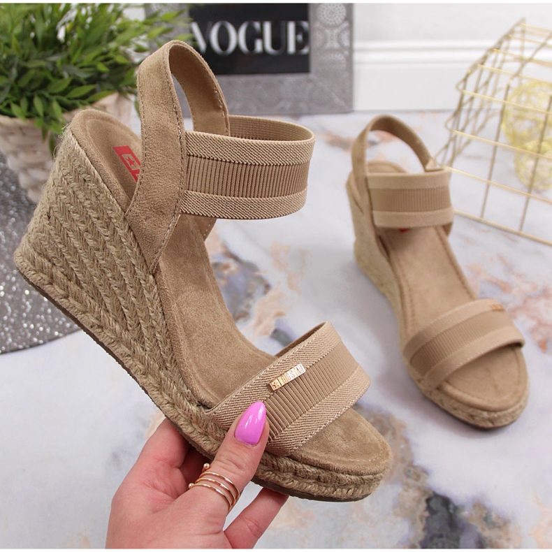 Sandali espadrillas su zeppa beige Big Star JJ274978
