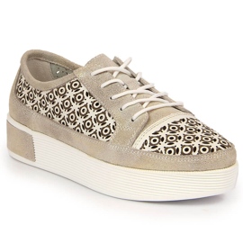 Scarpe da donna in pelle traforata oro Filippo