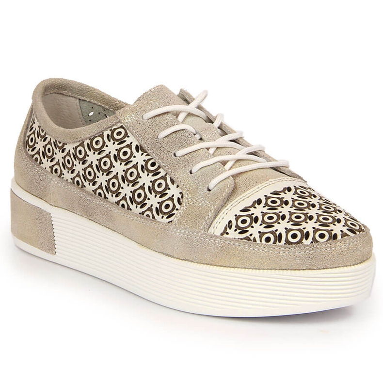 Scarpe da donna in pelle traforata oro Filippo