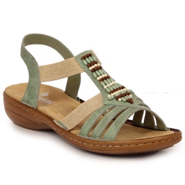 Sandali verdi da donna Rieker 60851-52 con elastici verde