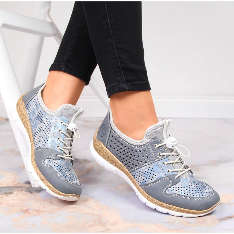 Scarpe da donna traforate blu Rieker N4255-12