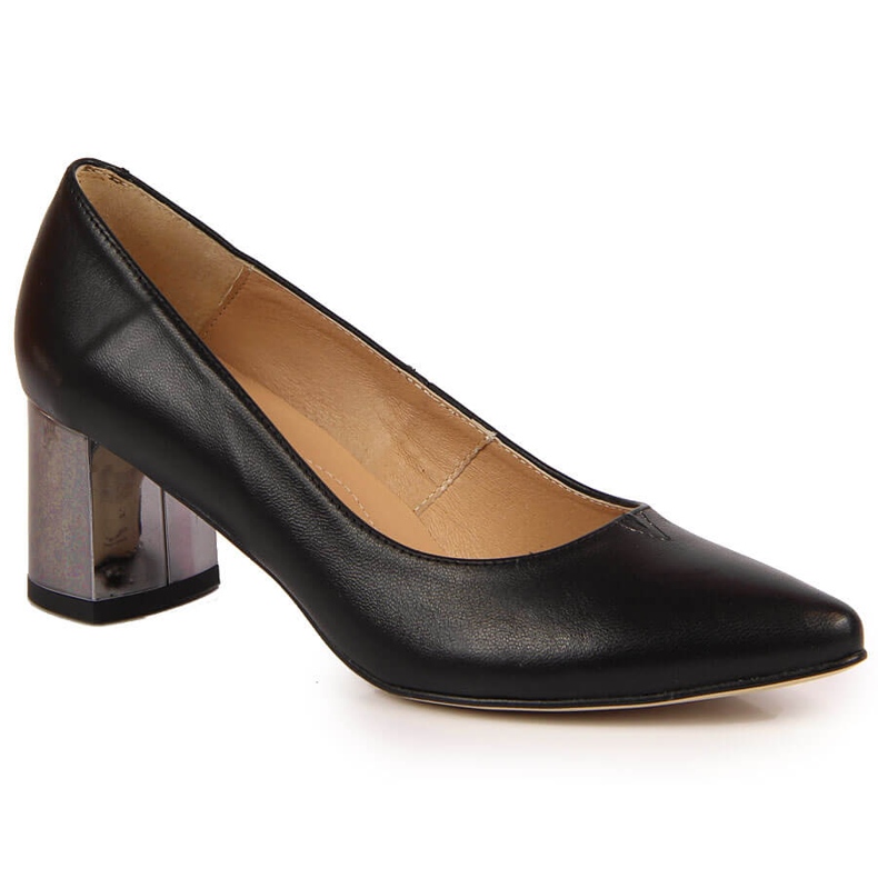 Décolleté in pelle Juma nera su palo decorativo nero