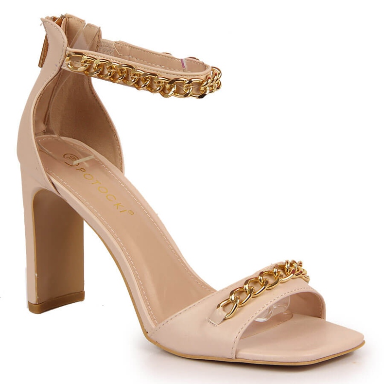 Sandali da donna su palo con catena Potocki beige
