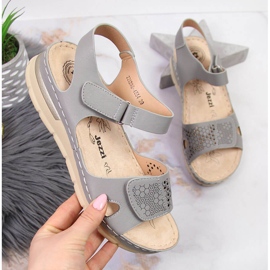 Comodi sandali da donna con velcro Jezzi grigio
