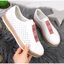 Scarpe da donna in pelle, slip-on bianche Rieker L7821-80