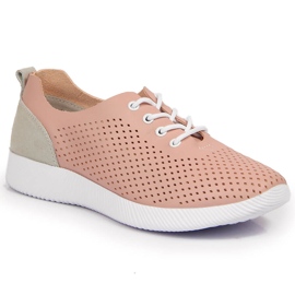 Scarpe da donna in pelle rosa traforata Artiker