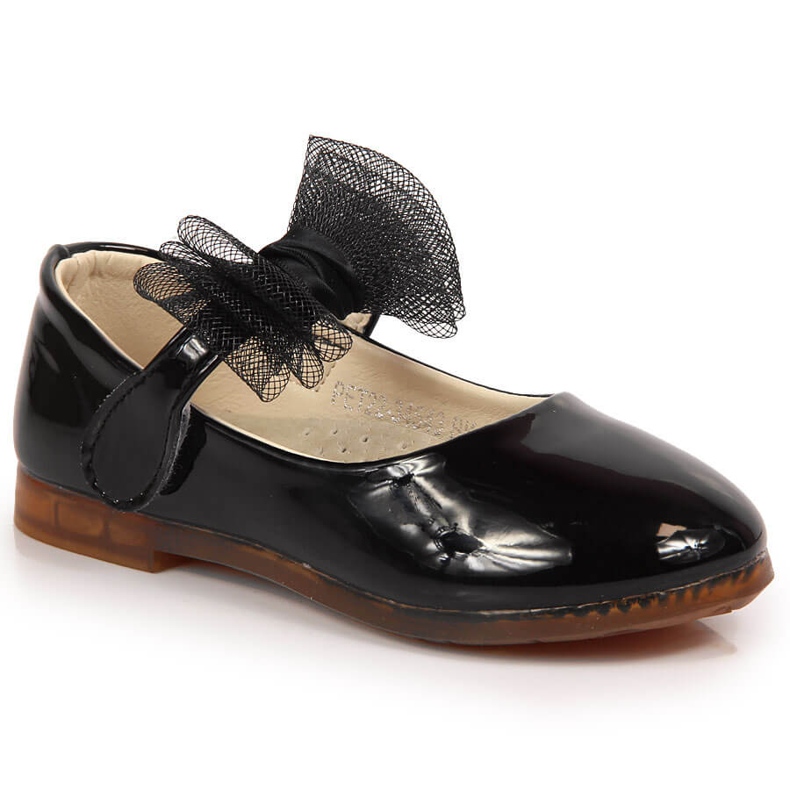 Ballerine da bambina con velcro e fiocco, nere Vinceza nero