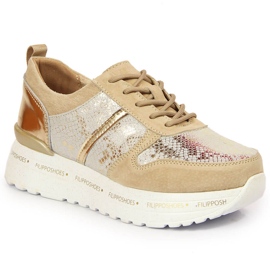 Sneakers da donna in pelle su plateau Filippo beige