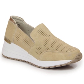 Scarpe con zeppa in pelle, Filippo beige