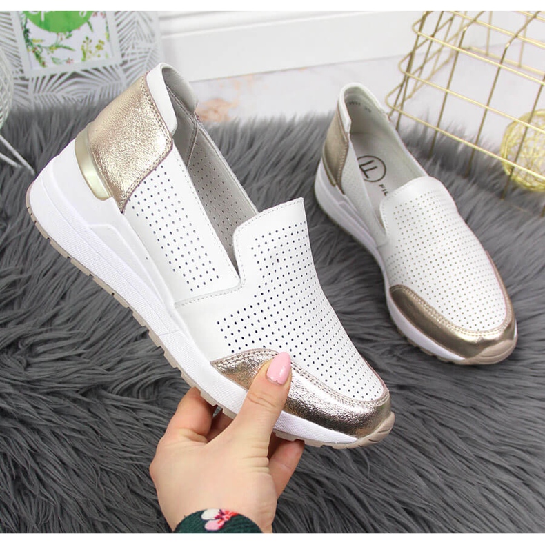 Scarpe con zeppa in pelle, Filippo bianco bianca