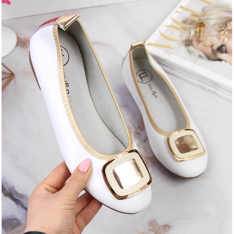 Ballerine da donna in pelle bianca Filippo