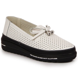 Scarpe da donna traforate in pelle bianca con zeppa Artiker bianco