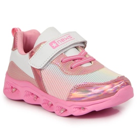 Scarpe sportive da bambina suole luminose rosa NEWS bianco