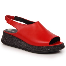 Sandali da donna sulla piattaforma rossa Navy Dot rosso