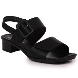 Sandali da donna in pelle nera Rieker 62663-01 nero