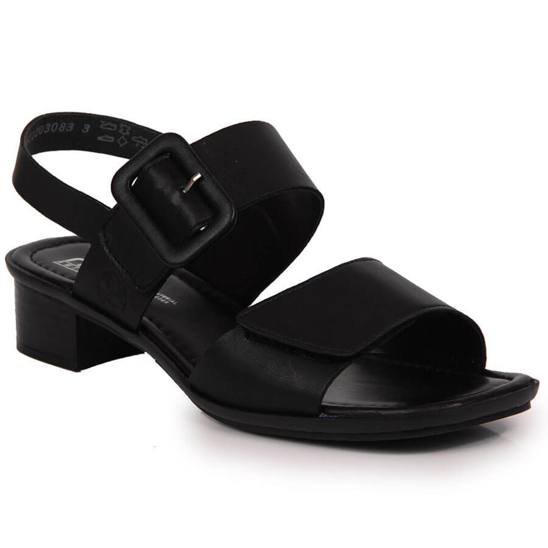 Sandali da donna in pelle nera Rieker 62663-01 nero
