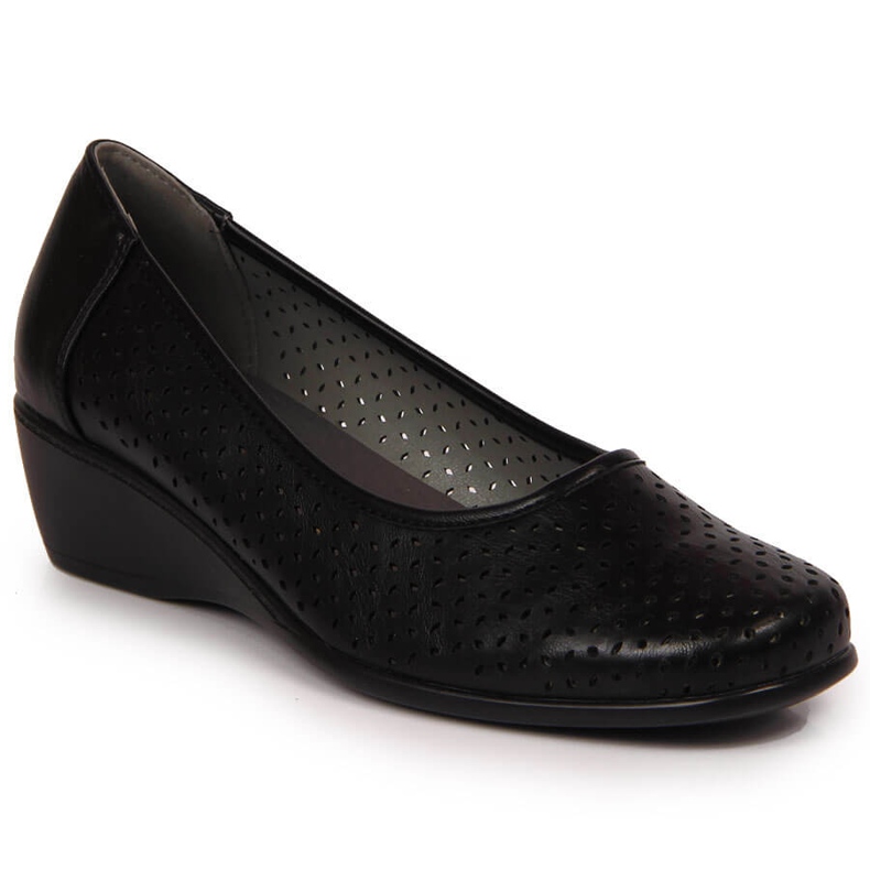 Scarpe con zeppa traforate da donna, nere Jezzi nero