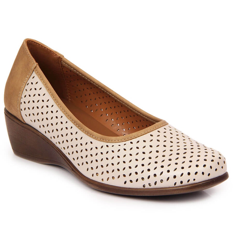 Scarpe da donna traforate con zeppa beige Jezzi