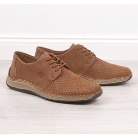 Scarpe da uomo in pelle traforata marrone Rieker 05226-24