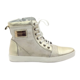 Sneakers alte in pelle Nikopol 522 dorate bianco multicolore d'oro