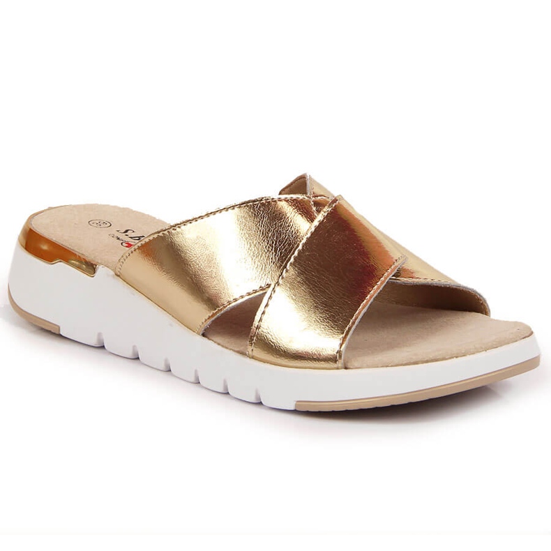 S.Barski Ciabatte da donna in pelle laccata oro S. Barski d'oro