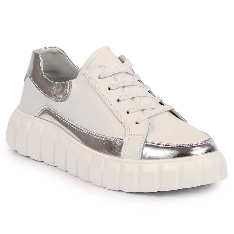 S.Barski Scarpe da donna in pelle su plateau S. Barski bianco bianca d'argento