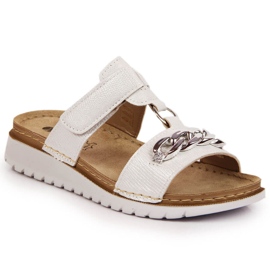 Ciabatte da donna bianche Inblu Velcro con catena bianco