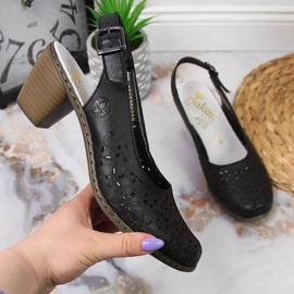 Sandali traforati da donna Rieker in pelle nera 40981-00 nero