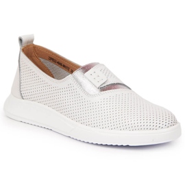 Comode scarpe da donna in pelle slip su Jezzi bianco