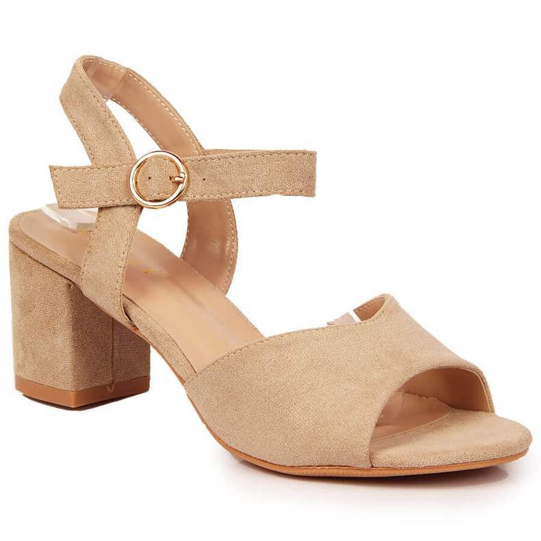 Sandali da donna sul post in camoscio Vinceza beige
