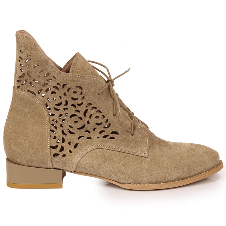 Stivali in pelle scamosciata beige traforati Juma