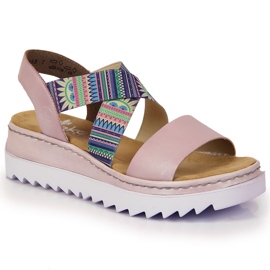 Sandali da donna Rieker V44G8-30 con elastici colorati multicolore