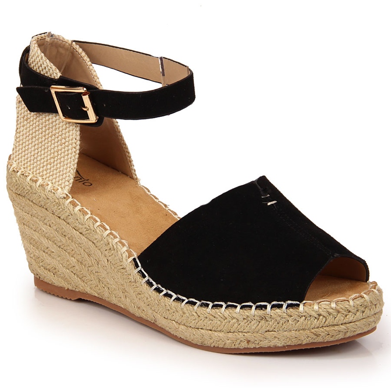 Sandali da donna espadrillas su zeppe nere eVento nero