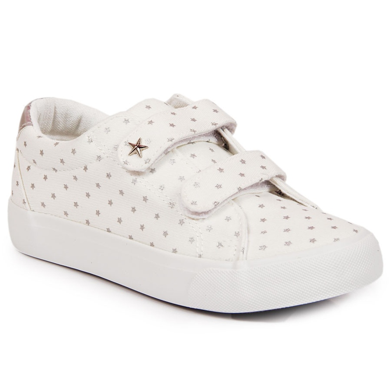 Sneakers da bambina con velcro stelle bianche Atletico bianca