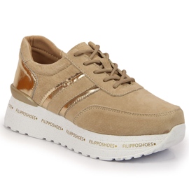 Scarpe da donna in pelle sulla piattaforma Filippo beige