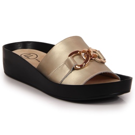 Ciabatte da donna in pelle con catena dorata Filippo d'oro