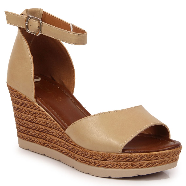 Sandali beige da donna su zeppa Jezzi