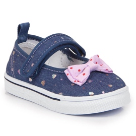 Ballerine da bambina con velcro e fiocco Atletico blu navy blu