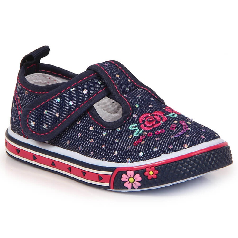 Sneakers da bambina con velcro pois blu navy Atletico