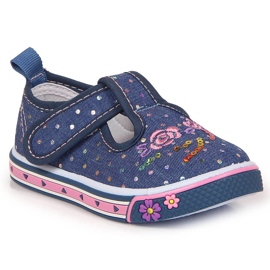 Sneakers da bambina con velcro Pois blu Atletico blu navy