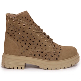 Stivali da donna in pelle beige primavera traforati Filippo