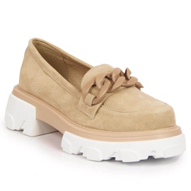 Scarpe da donna in pelle con catene beige Filippo
