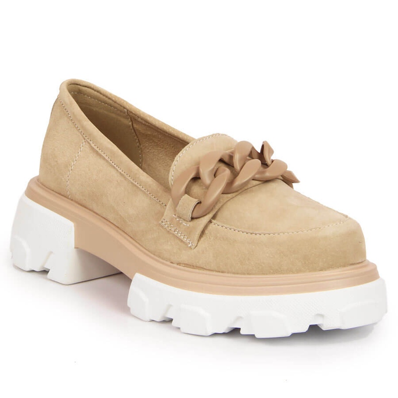 Scarpe da donna in pelle con catene beige Filippo