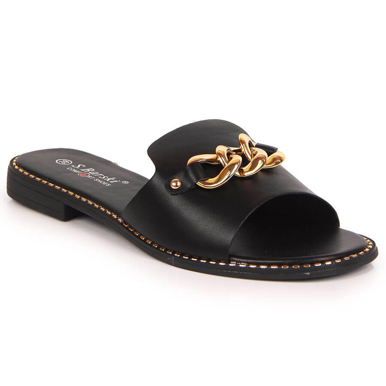 S.Barski Ciabatte da donna nere con catena S. Barski nero
